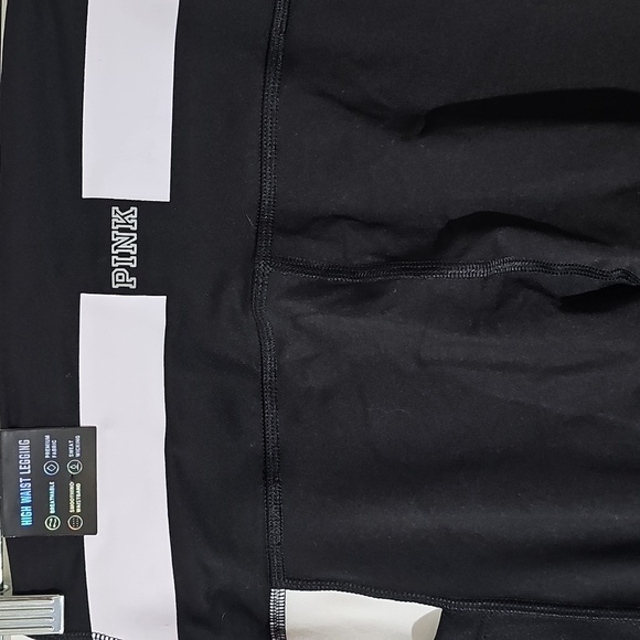 PINK Victoria's Secret Black and White High Waist Leggings. NWT Pockets. SP - Picture 4 of 10